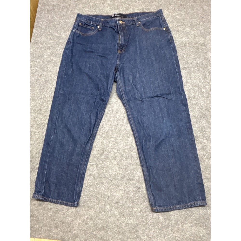 Gap Denim Supersoft Relaxed Straight Jeans Dark Wash Blue Mens 37x24.5